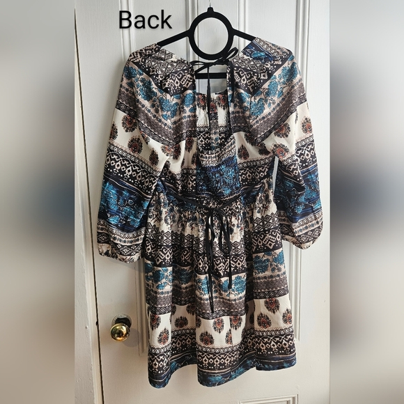 American Rag XL Boho Style Paisley Three-Quarter Sleeve Dress with Pockets - Picture 3 of 8